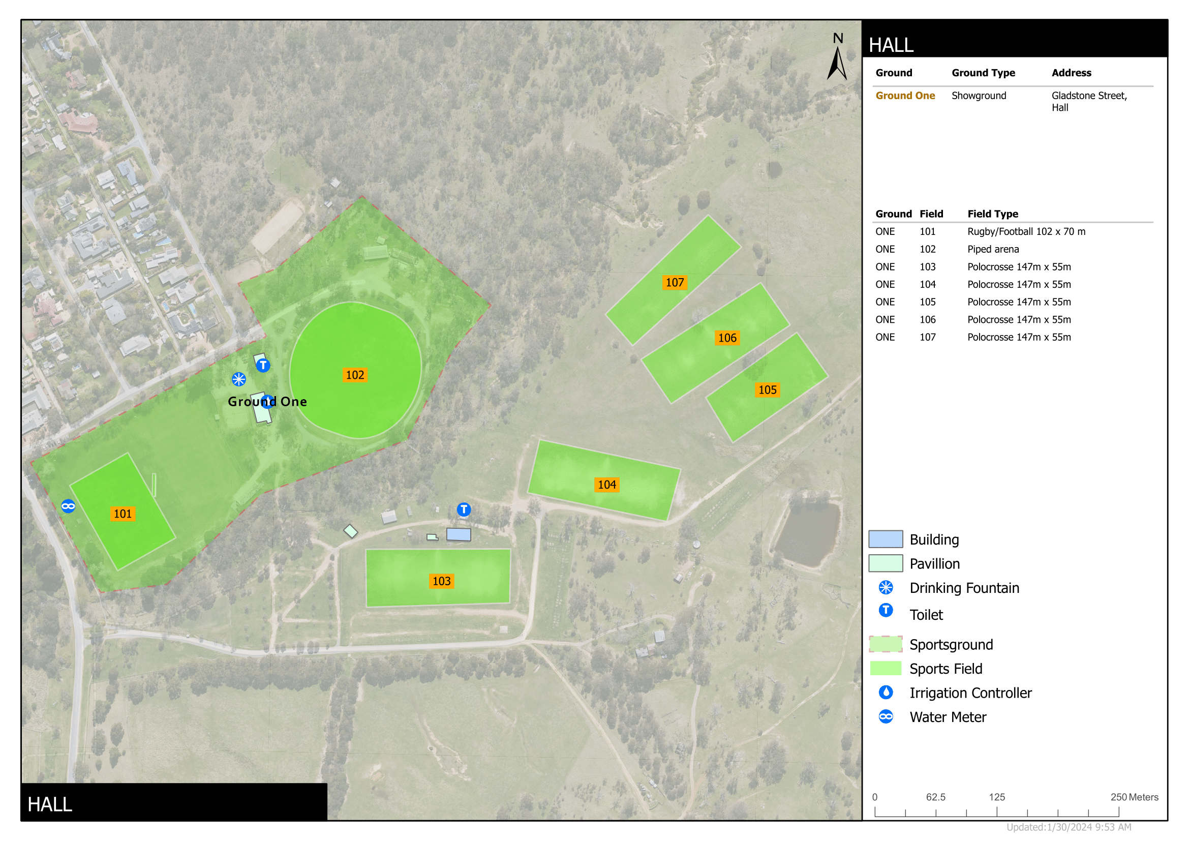Hall 1 field map
